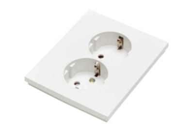 Plus Double Socket Outlet Recessed with Earth, Polar-White