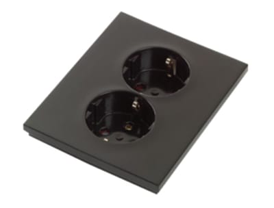 ELKO Plus Double Socket Flush-Mounted with Earth Black