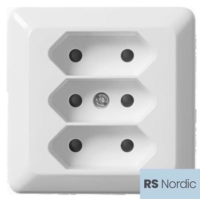 Three-Way EURO socket Surface RS PURE WHITE