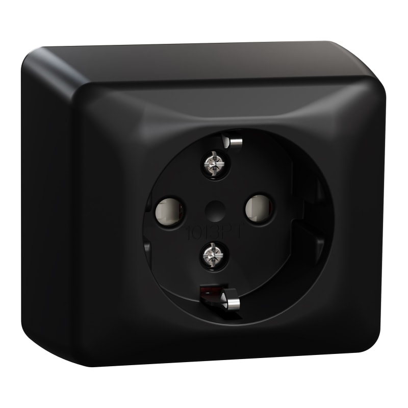 ELKO Single Socket Outlet with Earth Surface RS Black (EKO40038)