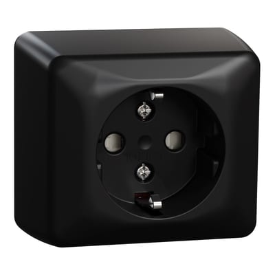 ELKO Single Socket Outlet with Earth Surface RS Black