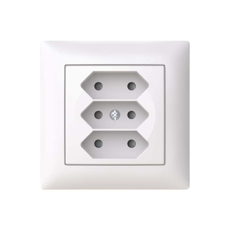 SAGA Recessed Socket, Euro, 3-Way, with frame (2TKA00004878)