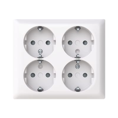 ABB SAGA Wall-Mounted Socket Outlet 4-Way White