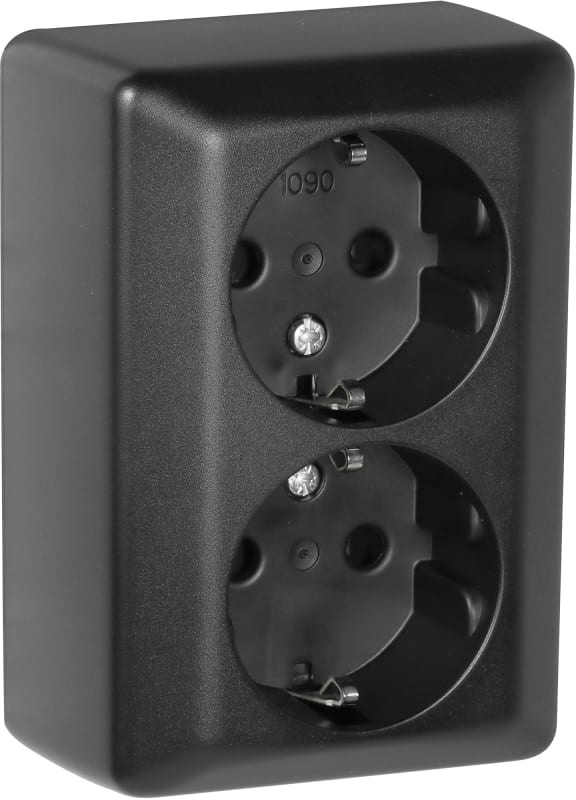ELKO RS1090 PT Surface-Mounted Socket Outlet with Earth Black (EKO07159)