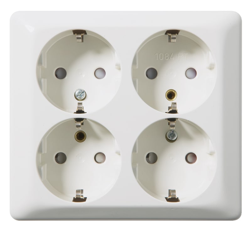 RS1084 PT Socket Outlet with Earth, 4-Way, Polar-White (EKO05448)