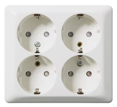 RS1084 PT Socket Outlet with Earth, 4-Way, Polar-White