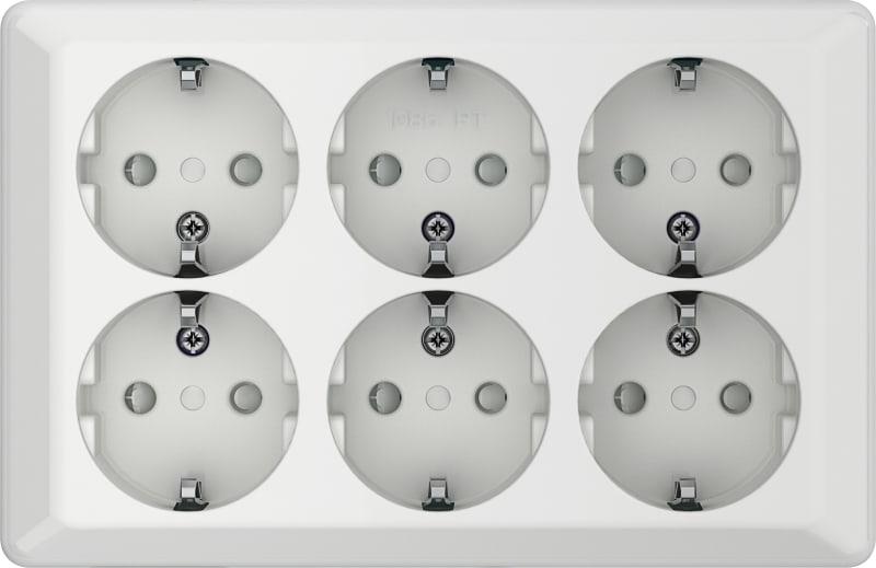 RS1086 PT Socket Outlet with Earth, 6-Way, Polar-White (EKO05220)