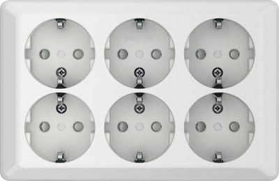 RS1086 PT Socket Outlet with Earth, 6-Way, Polar-White