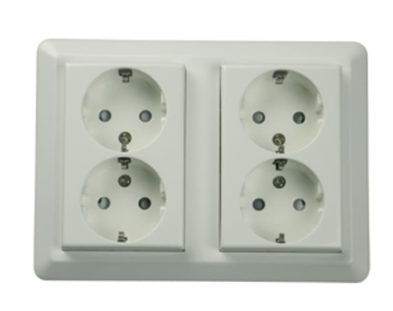 ELKO 1085 PT Four-Way Socket with Earth Flush-Mounted POLAR WHITE (EKO03504)