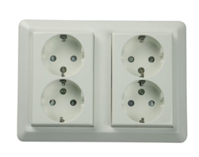 ELKO 1085 PT Four-Way Socket with Earth Flush-Mounted POLAR WHITE
