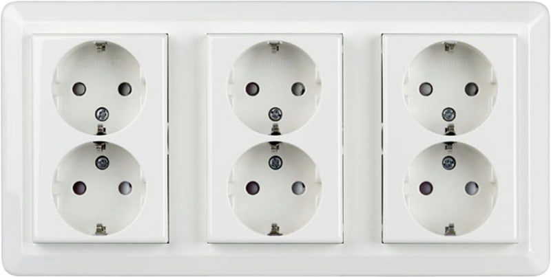 ELKO EKO05130 1087 PT 6-way Socket Outlet with Earth, Flush-mounted Havplast