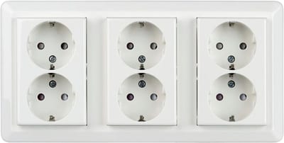 ELKO EKO05130 1087 PT 6-way Socket Outlet with Earth, Flush-mounted Havplast