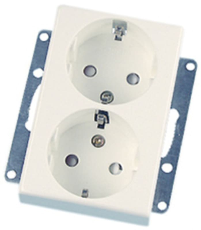 ELKO S1091 PT Double Socket Outlet with Earth POLAR WHITE (EKO05744)
