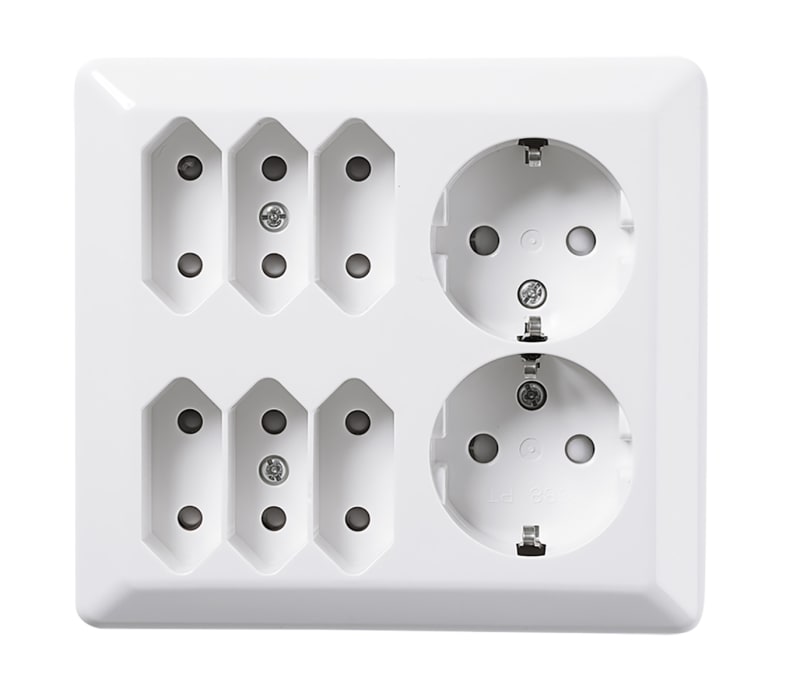 ELKO EKO07482 2+6 Multi Socket with Earth, Plus RS Surface-mounted