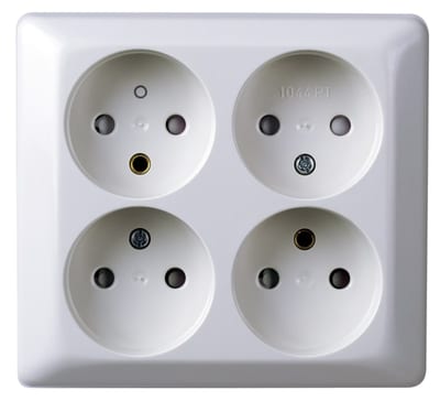 ELKO RS 4-Way Surface-Mounted Socket Outlet without Earth Pure White