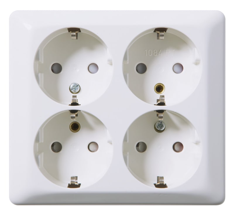 4-Way Socket Outlet with Earth, Surface, Pure-White (EKO07487)