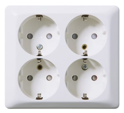 4-Way Socket Outlet with Earth, Surface, Pure-White