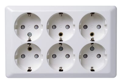 RS 6-Way Socket Outlet with Earth, Pure-White