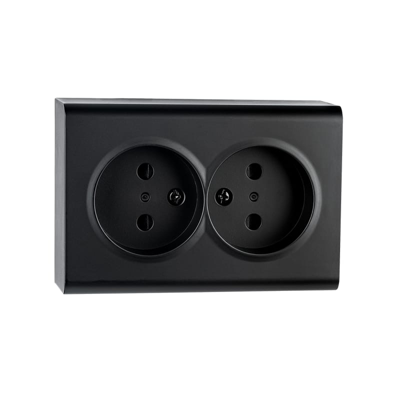 Socket PV Double without EARTH Black (77601)