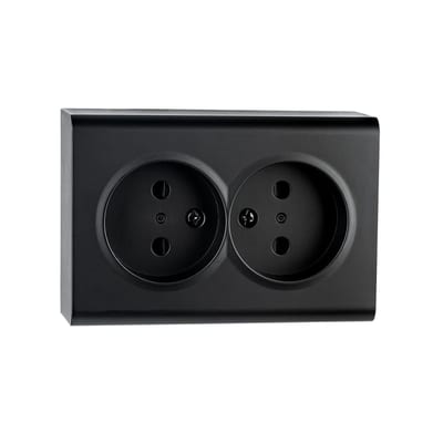 Socket PV Double without EARTH Black
