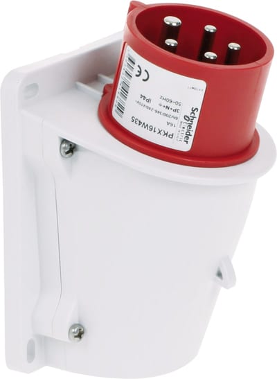 Schneider Electric PratiKa plug - angled - 16A - 3P + N + E - 380...415 V AC - IP44 - wall-mounted PKX16W435