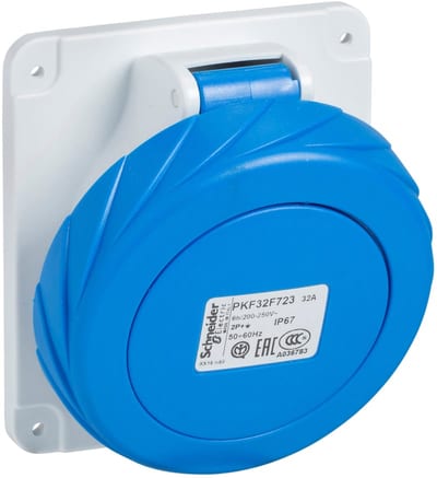Schneider Electric Socket, Mureva PK, panel-mounted, angled, 32A, 2P+E, 220V, IP67 PKF32F723