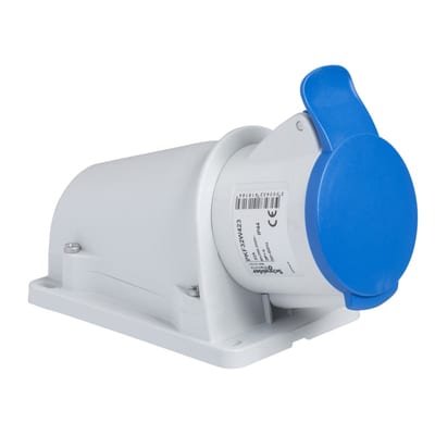 Schneider Electric PratiKa socket - screw - angled - 32A - 3P + E - 200...250 V AC - wall PKF32W424
