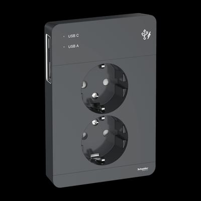 Schneider Electric WDE003395 Exxact Double Socket with Earth USB A+C Anthracite