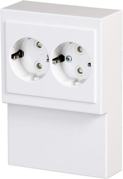 Base box with Double Socket, White
