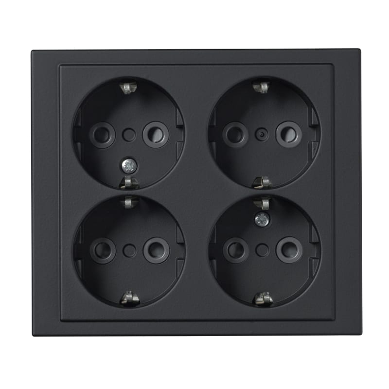 ABB Impressivo Surface-Mounted Socket Outlet 4-Way Black Matte (2TKA00004462)