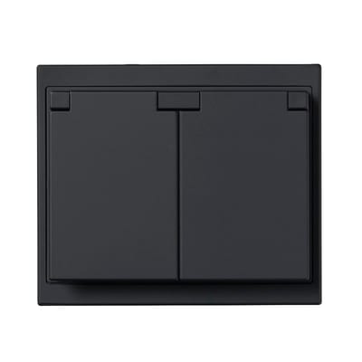 Impressivo In. DBL Socket IP44 Black Matte