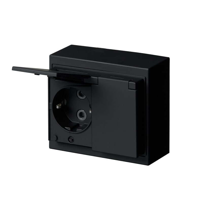 Impressivo Surface DBL Socket IP44 Black Matte (2TKA00004468)