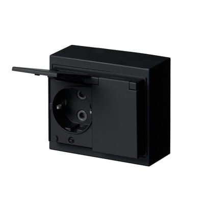 Impressivo Surface DBL Socket IP44 Black Matte