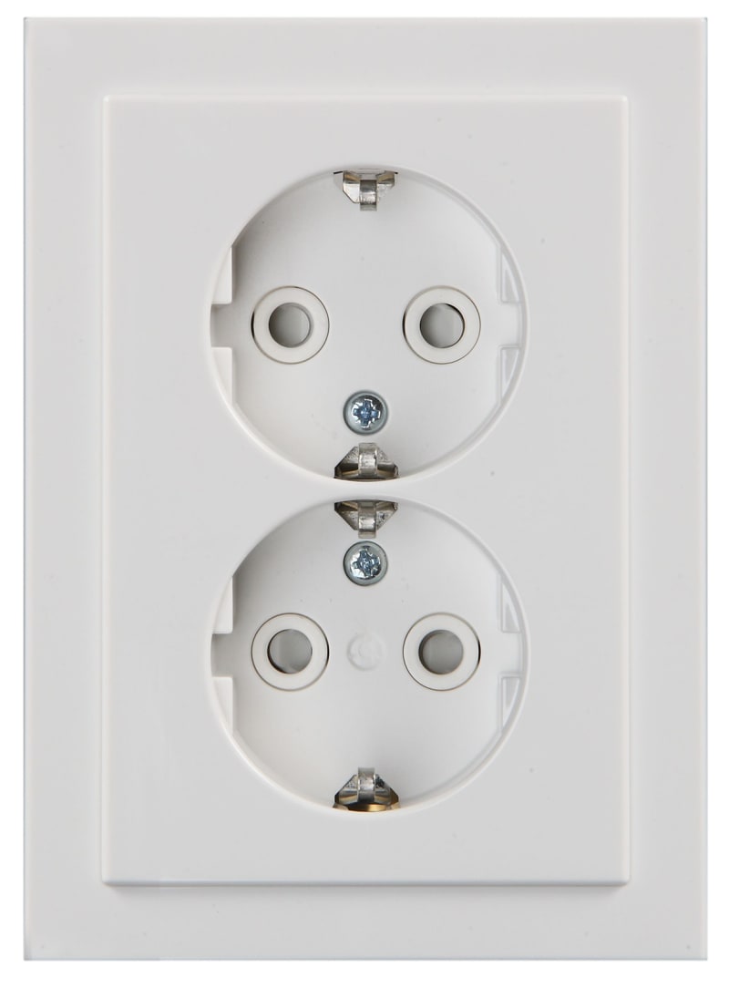 Impressivo Double 1.5 Socket Outlet with Earth, Low Profile, White (302EUJT-84)