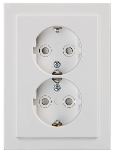 Impressivo Double 1.5 Socket Outlet with Earth, Low Profile, White