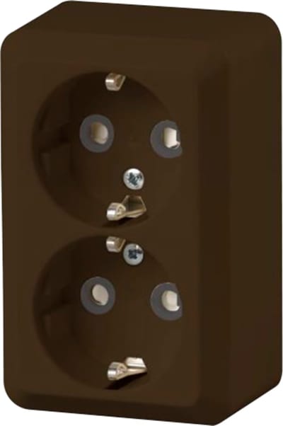 ABB Double Socket Outlet with Earth Wall-Mounted Brown