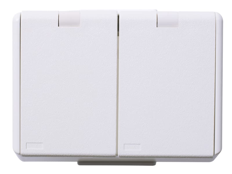Double Socket Outlet IP44 with Earth, Surface, RS Pure-White (EKO07477)