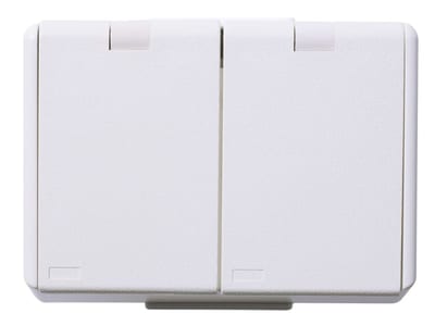 Double Socket Outlet IP44 with Earth, Surface, RS Pure-White
