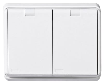 Double Socket Outlet IP44 with Earth, Recessed, RS Pure-White