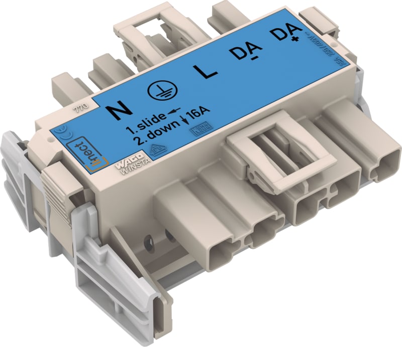 Linect® T-connector; 5-Pole; Cod. I; 1 input; 2 outputs; blue (770-7105)