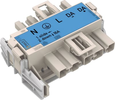 Linect® T-connector; 5-Pole; Cod. I; 1 input; 2 outputs; blue