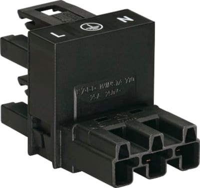 h-distribution connector, 3-Pole, 1 input, 2 outputs, 2 locking levers