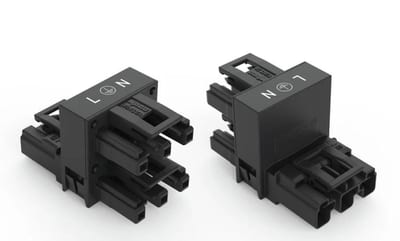 h-distribution connector, 3-Pole, 1 input, 2 outputs, 3 locking levers