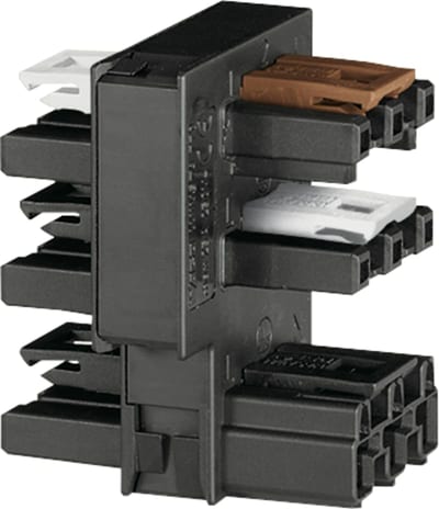 Distribution connector for switches, Single-pole switch and series circuit, 3-Pole, 1 input