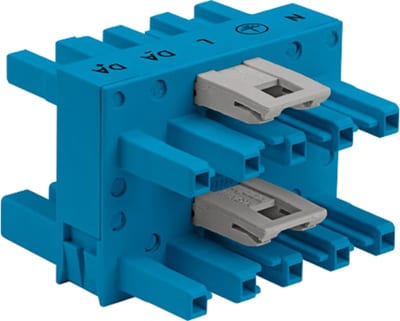 3-Way distribution connector; 5-Pole; Cod. I; 1 input; 3 outputs; blue