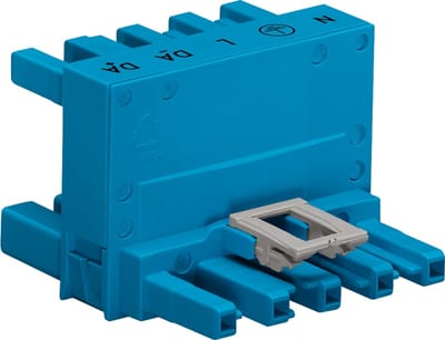 h-distribution connector, 5-Pole, 1 input, 2 outputs, 2 locking levers