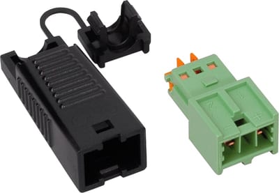 Plug; with strain relief housing; 2-Pole; Cod. E; green
