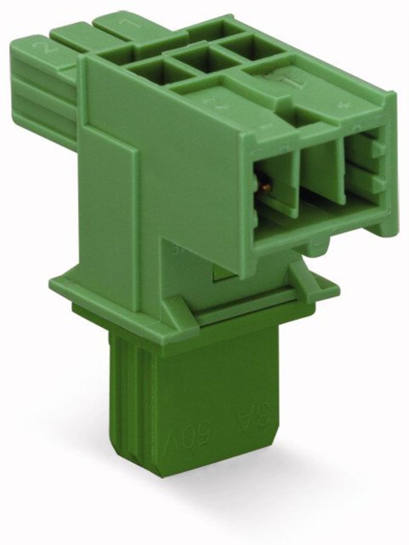 T-distribution connector; 2-Pole; Cod. E; 1 input; 2 outputs; green (893-1606)