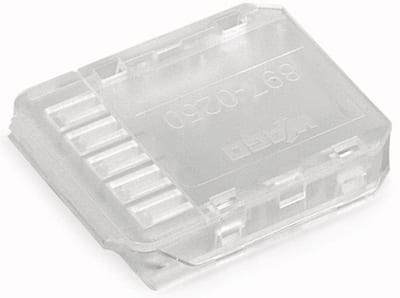 Flat cable end cover; 5-Pole; for flat cable 5 x 2.5/4 mm²; Plastic; transparent