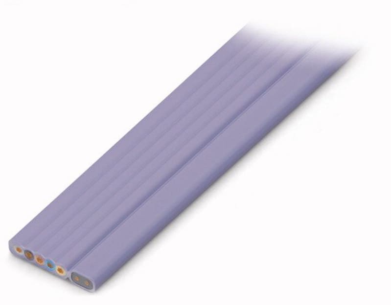 Flat cable; Eca; 5G 2.5 mm² + 2 x 1.5 mm²; PVC; 3L + N + PE + 2 buses; 0.6/1 kV; 2,50 mm²; violet (897-261)
